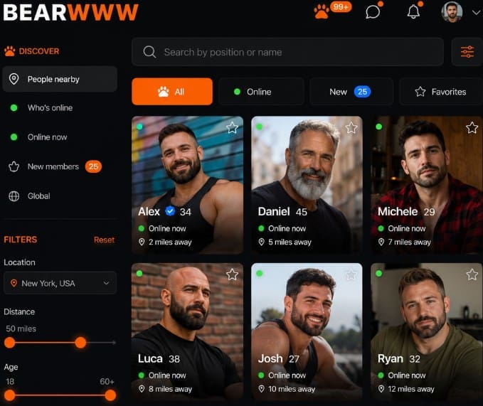 BEARWWW’s profile-search dashboard, using profiles and personal information